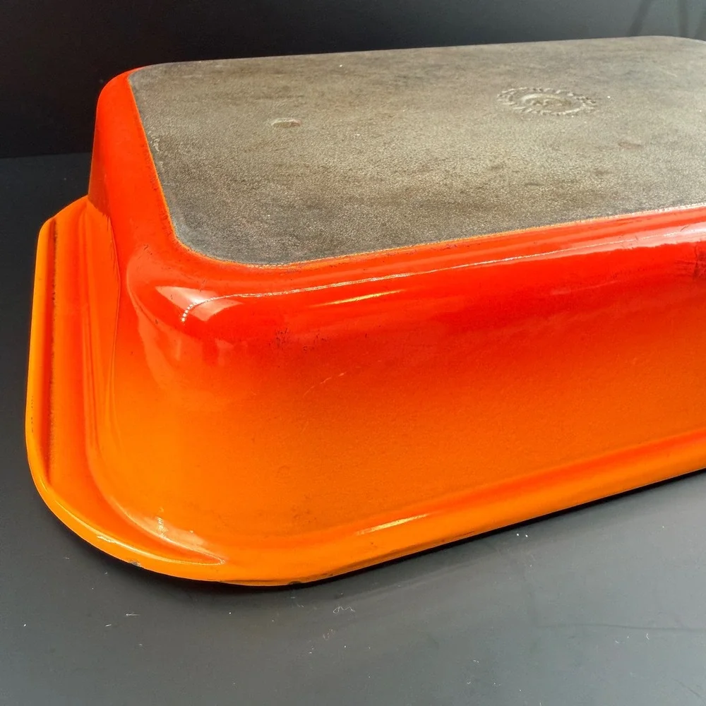Vintage Le Creuset #40 Flame Orange Enameled Cast Iron Rectangular Baker Roaster